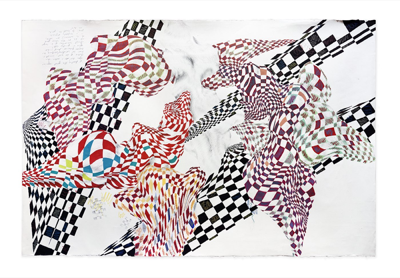 A Critique on Rigidity, a pen, gouache, and colored pencil work on paper by Jacqueline Nuzzo