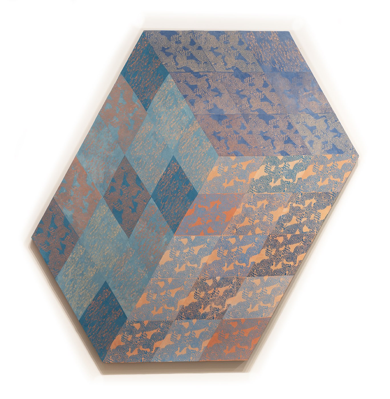 Hexagon, a hand-dyed and screen-printed textile work by Jacqueline Nuzzo